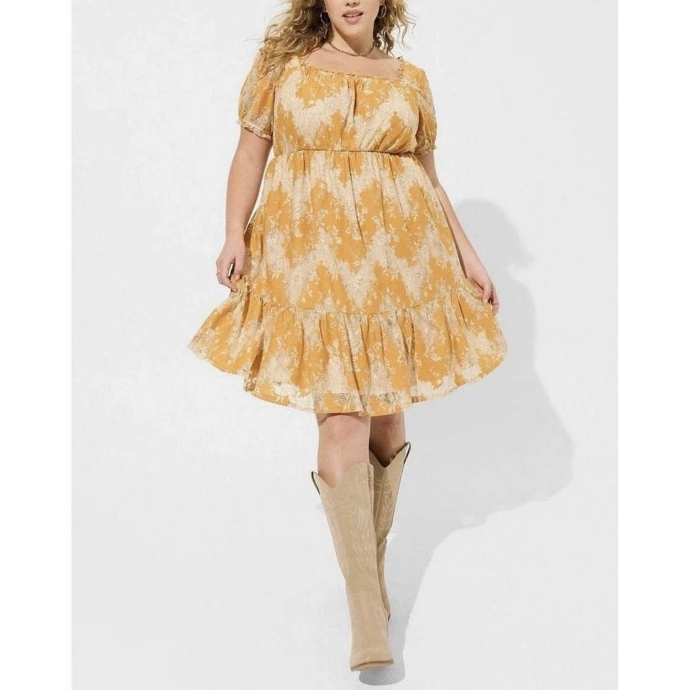 Torrid Mini Two Tone Lace‎ Tiered Babydoll Dress Women's Size XL With Pockets!